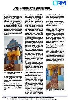 press release new generation of scrap shears